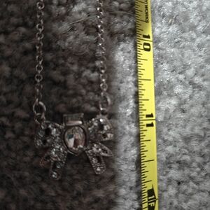 Elegant Silver Bow Pendant Necklace W/ Pearls
